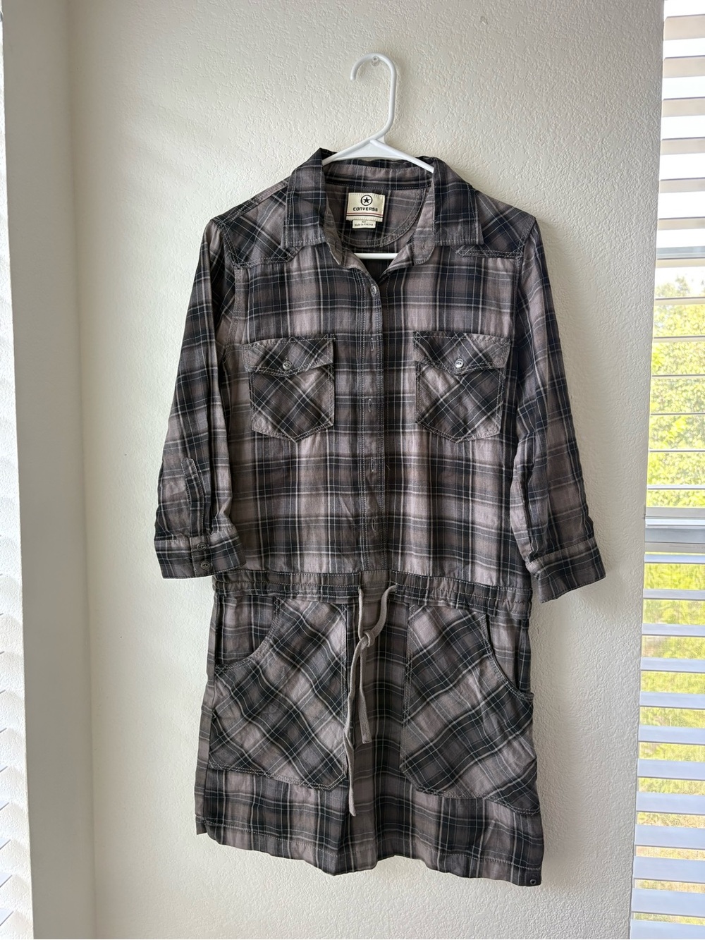CONVERSE Plaid Flannel Dress with Pockets